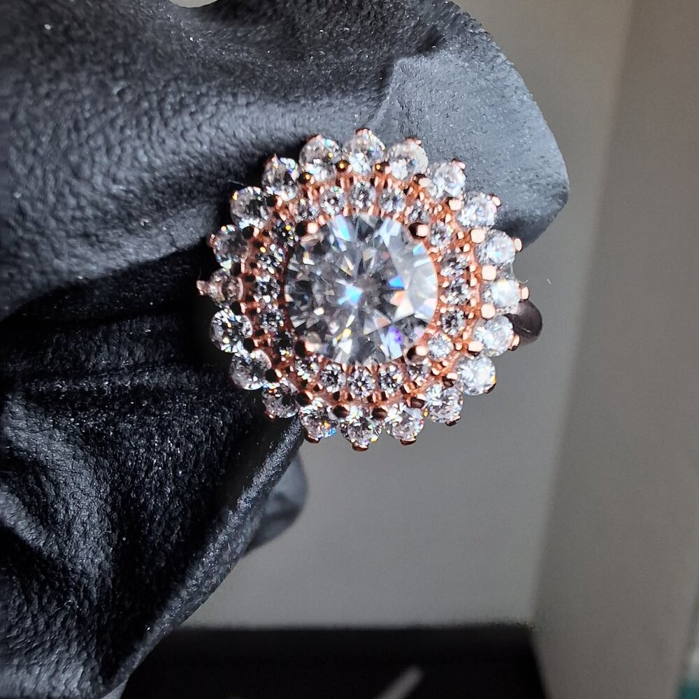 1ctw Rose Gold Tone Over 925 Sterling Silver Moissanite Ring Size 7